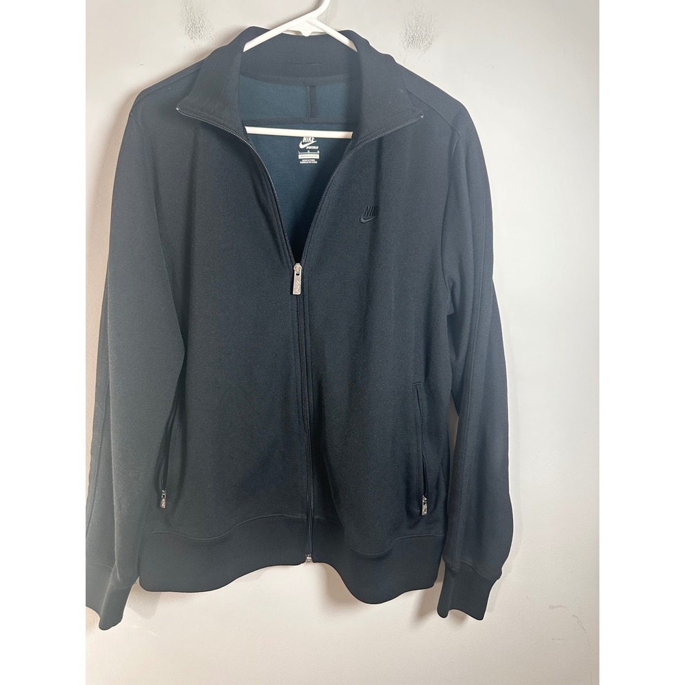Nike Sportswear Mens Track Jacket Black Full Zip Mock‎ Neck Embroidered Logo L